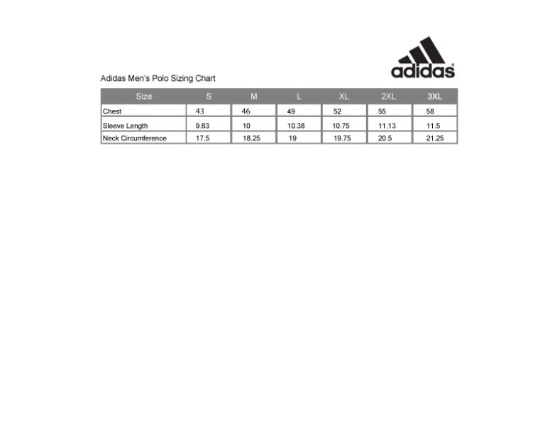 Adidas Men’s Polo Sizing Chart – CRT Apparel
