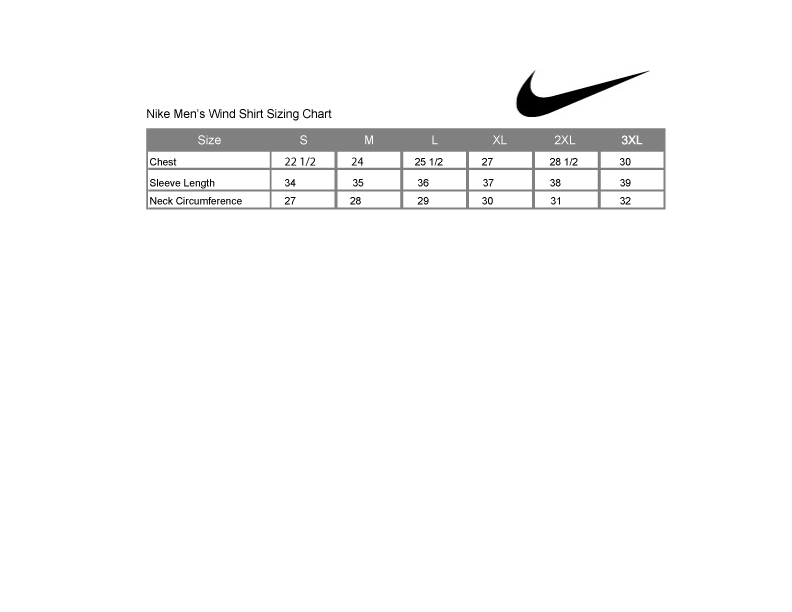 Nike Men’s Wind Shirt Sizing Chart – CRT Apparel