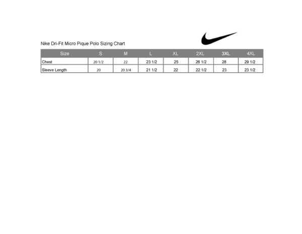 Nike Dri-Fit Micro Pique Polo Sizing Chart – CRT Apparel