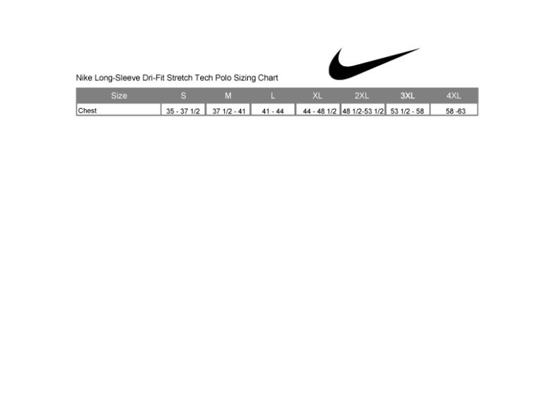 Nike Long-Sleeve Dri-Fit Stretch Tech Polo Sizing Chart – CRT Apparel